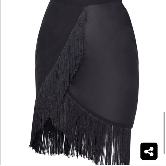 Black Asymmetric Fringe Beach Dress - Picture 7 of 13